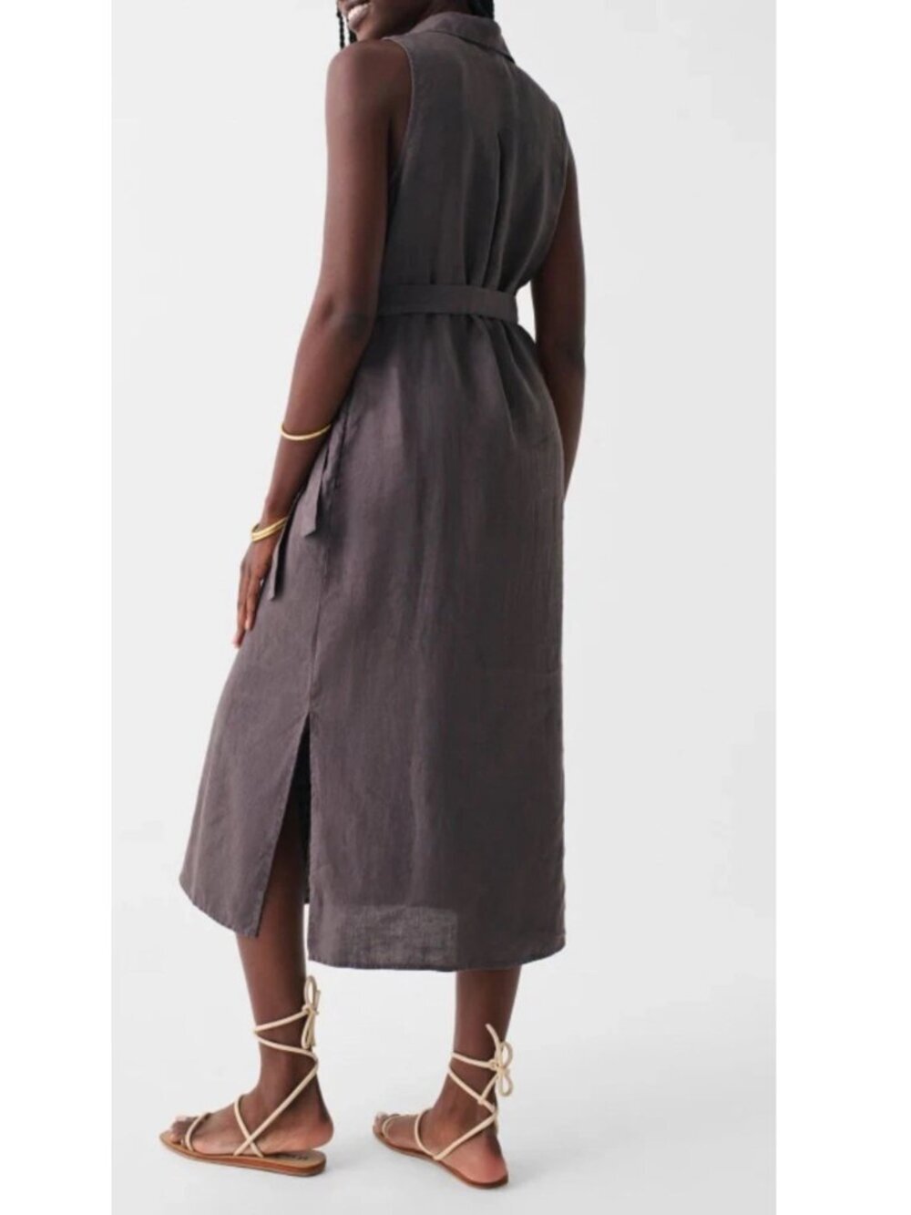 Faherty Sleeveless Button-Front Midi Dress in Charcoal - Picture 12 of 12